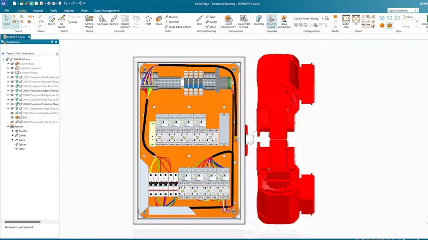 Captura de tela do Solid Edge com integração Capital X